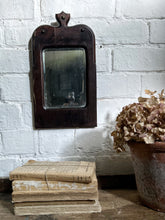 Load image into Gallery viewer, Small Georgian dark wood wall mirror with bevelled glass