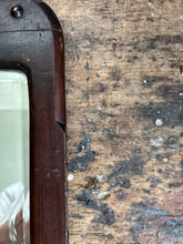 Load image into Gallery viewer, Small Georgian dark wood wall mirror with bevelled glass