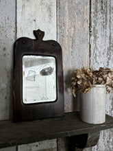 Load image into Gallery viewer, Small Georgian dark wood wall mirror with bevelled glass