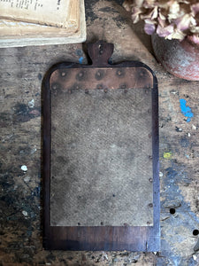 Small Georgian dark wood wall mirror with bevelled glass