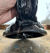 Load image into Gallery viewer, Antique Victorian staffordshire pottery Jackfield black hen tureen on white nest