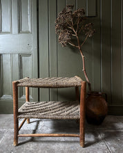 Load image into Gallery viewer, vintage Coppiced wood &amp; woven string 2 tier bench seat