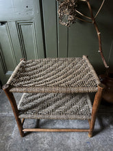 Load image into Gallery viewer, vintage Coppiced wood &amp; woven string 2 tier bench seat