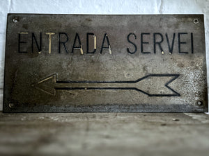  vintage Spanish service entry brass hotel bar sign