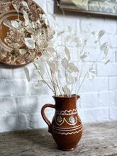 Load image into Gallery viewer, Vintage hand painted glazed studio pottery terracotta jug