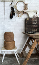 Load image into Gallery viewer, A Vintage white chippy painted Eastern European wooden milking stool