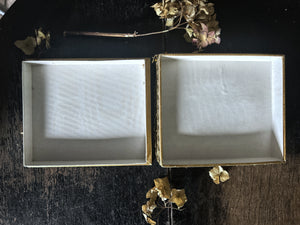 French religious keepsake box with porcelain Madonna & child lid