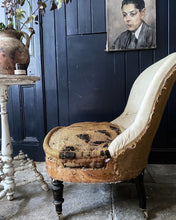 Load image into Gallery viewer, An antique late 18th Century deconstructed slipper cahir with ebonised legs and castors