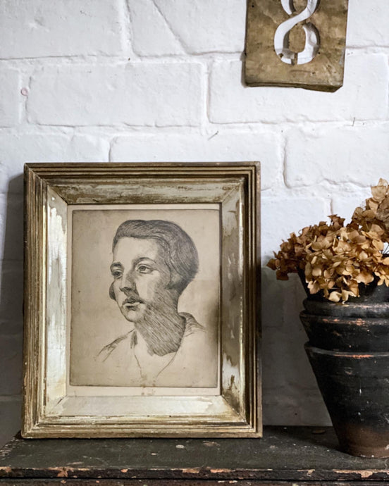 A lovely 1920's antique signed and framed pen and ink etching sketch drawing