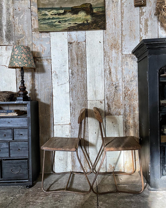 A Vintage Mid 20th Century Vintage Childs wood and metal modernist chair