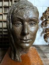 Load image into Gallery viewer, A beautiful art school artists mid century plaster sculpture bust on wooden plinth