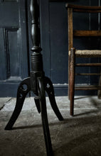 Load image into Gallery viewer, An antique arts &amp; crafts Liberty style occasional table with tripod ebonised legs    