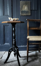 Load image into Gallery viewer, An antique arts &amp; crafts Liberty style occasional table with tripod ebonised legs  