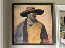 Load image into Gallery viewer, Mid century Modern art African male portrait oil painting on board in original frame