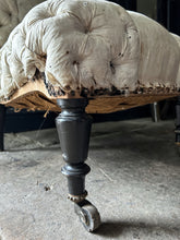 Load image into Gallery viewer, Antique French Button Back Napoleon III Scroll Top Slipper Chair