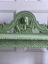 Load image into Gallery viewer, An Antique Victorian Carved Oak Wooden Hall Bench Seat Painted Green