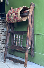 Load image into Gallery viewer, An Antique Victorian wooden frame folding campaign chair with carpet seat