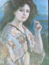 Load image into Gallery viewer, Vintage Antique portrait print lady woman gilt frame
