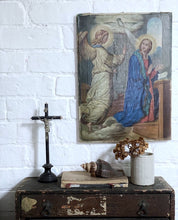 Load image into Gallery viewer, A religious antique oil painting on canvas with angel &amp; dove