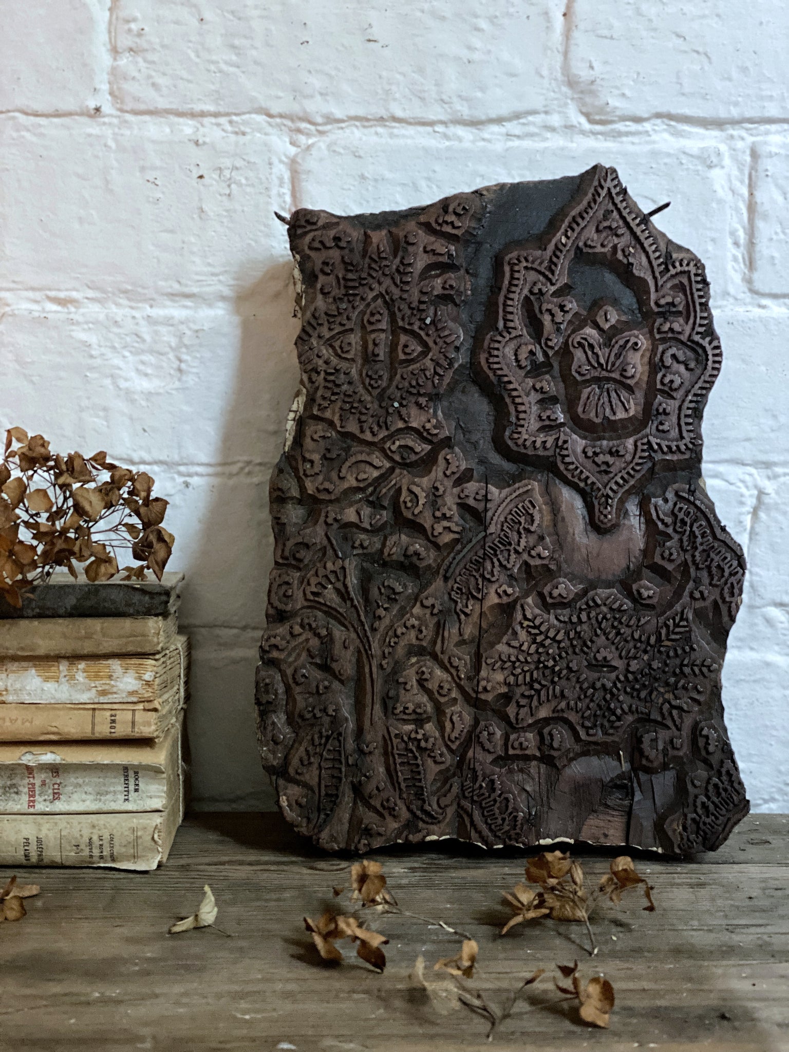 An antique vintage Indian carved wood printing block Paisley – The Old ...