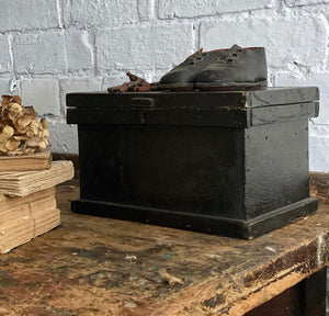 Vintage Black Painted Wooden Lidded Box