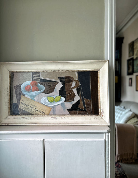 A Belgium Mid century Vintage Modern expressionist still life oil painting on canvas