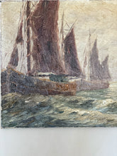 Load image into Gallery viewer, Belgium Vintage Antique nautical seascape oil painting on stretched canvas