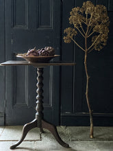 Load image into Gallery viewer, Antique 19th Century Brown wooden bobbin tripod leg wine occasional table