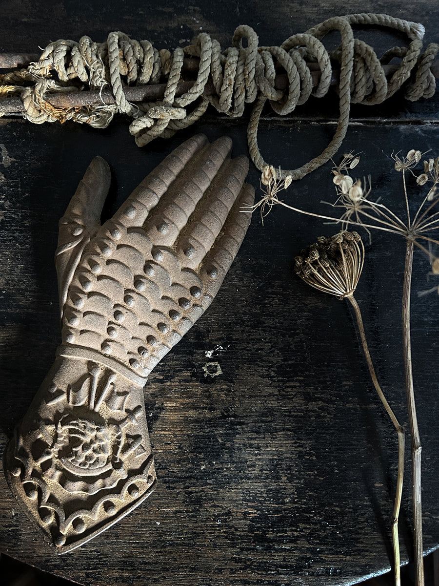 Vintage Cast metal armour clad hand wall plaque – The Old Potato Store