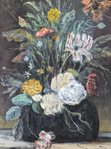 Digby Page British Still life floral study painting in oils on stretched canvas