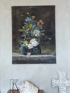 Digby Page British Still life floral study painting in oils on stretched canvas