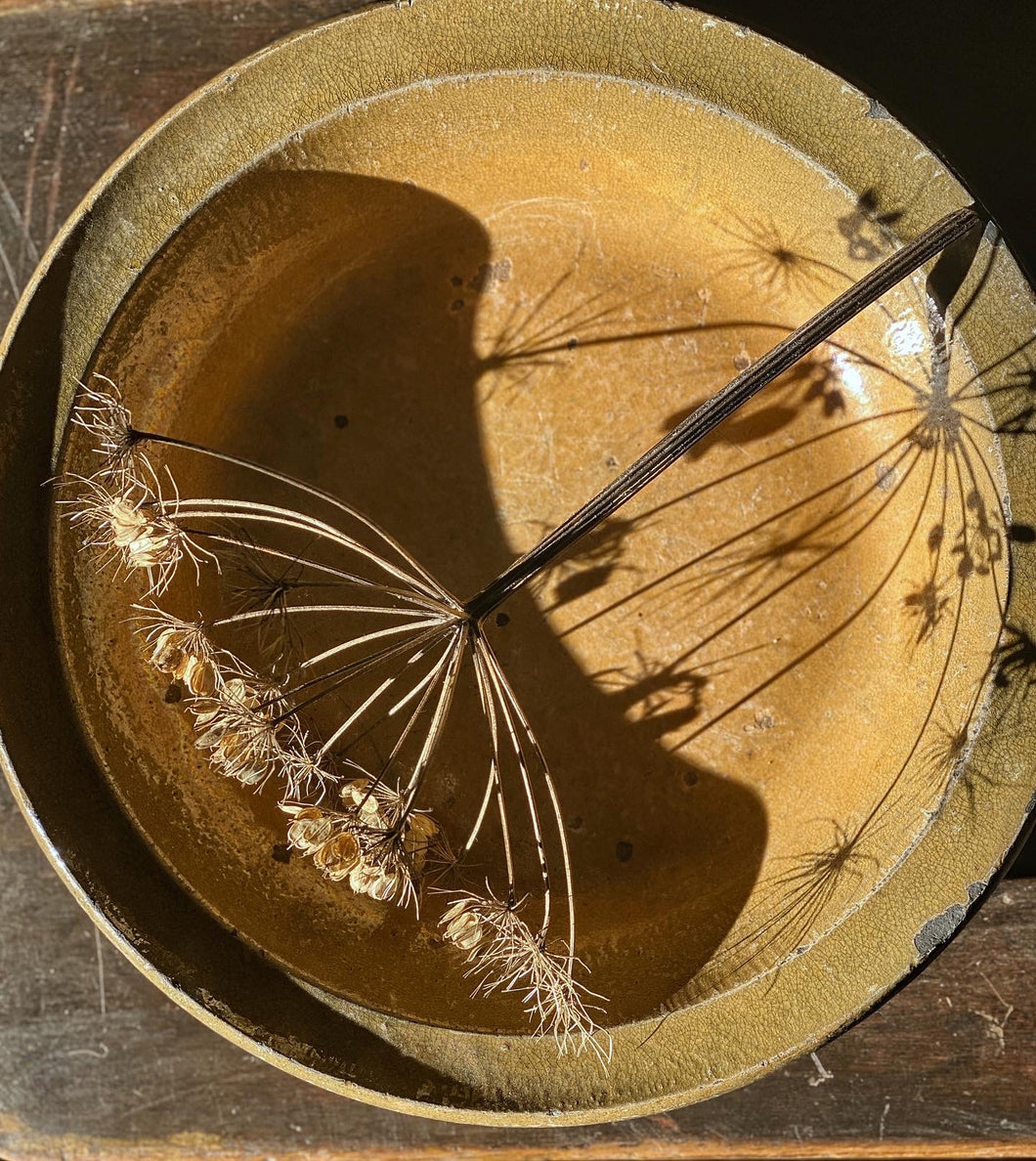 French antique vintage rustic farmhouse stoneware ochre glazed large bowl