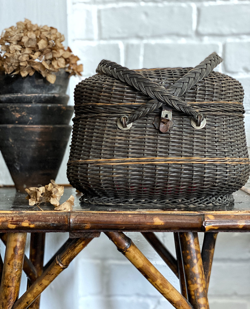 A Decorative French antique wicker bird market basket