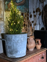 Load image into Gallery viewer, French vintage metal galvanised Farm house grain tub bucket