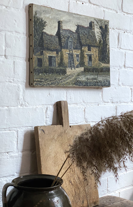 A French Vintage country Landscape oil painting on canvas