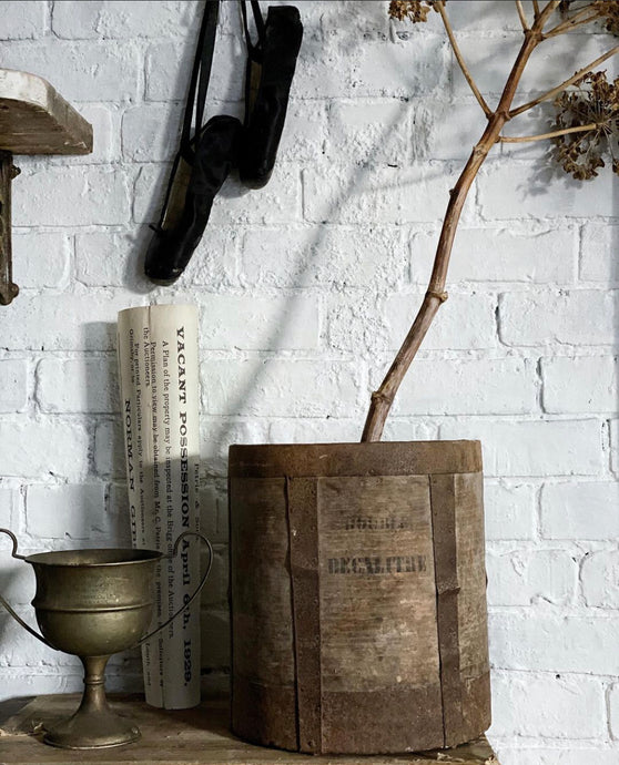 Large Wooden & Metal French Grain Storage Container