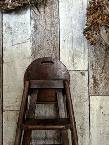 Antique oak wooden folding Atlas stool library kitchen ladders