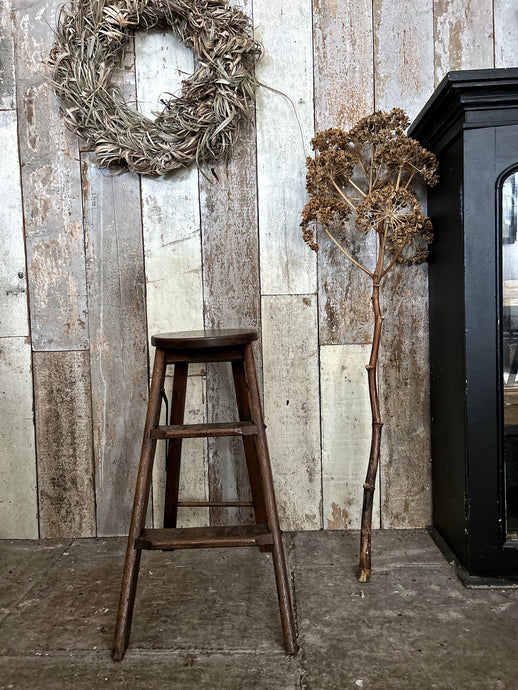 Antique oak wooden folding Atlas stool library kitchen ladders