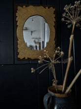 Load image into Gallery viewer, A pretty decorative vintage wooden wall mirror with fret work detail in gold