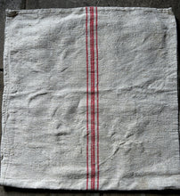Load image into Gallery viewer, Vintage Hungarian Linen Grain Sack Red Stripe