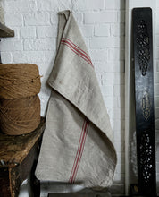 Load image into Gallery viewer, Vintage Hungarian Linen Grain Sack Red Stripe