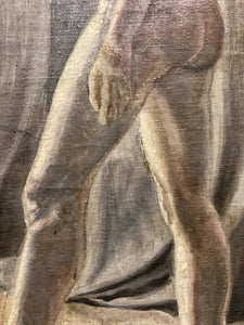 An antique Nude portrait Painting in Oils on Canvas