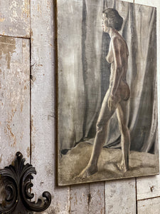 An antique Nude portrait Painting in Oils on Canvas