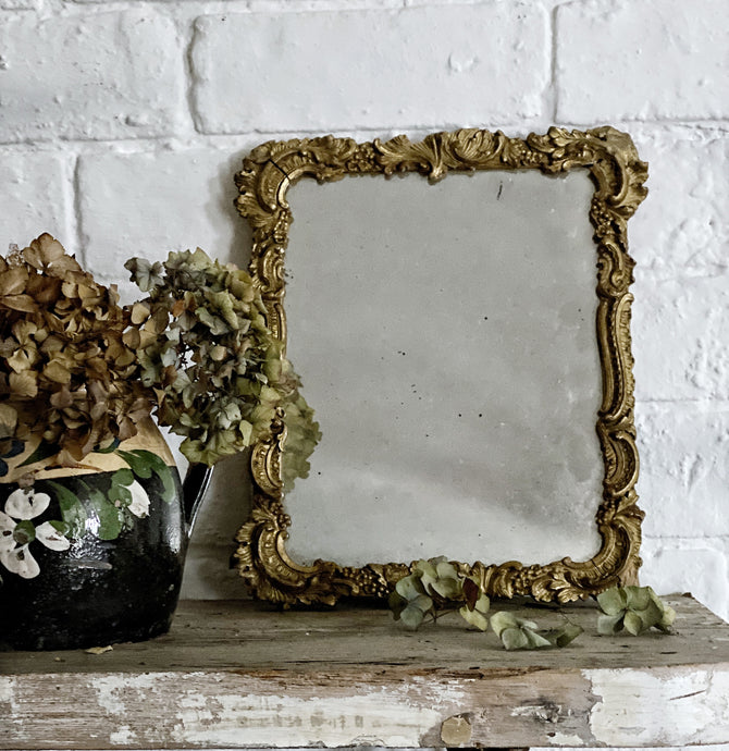 A Small Wood and Plaster Gilded Vintage Decorative Mirror