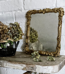 A Small Wood and Plaster Gilded Vintage Decorative Mirror