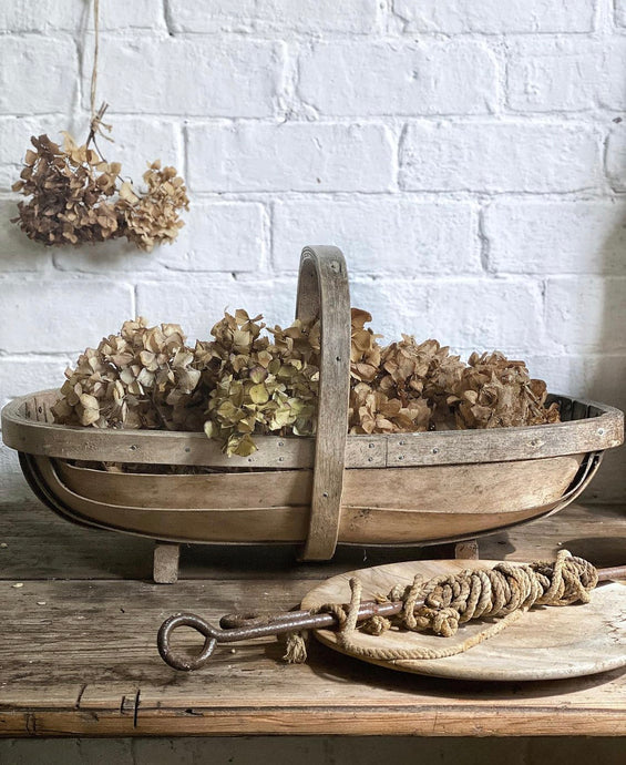 Vintage Rustic Steamed Wood Garden Trug Basket