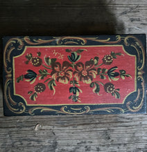 Load image into Gallery viewer, A folk art, hand painted, floral, wooden, storage box