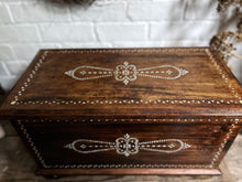 Load image into Gallery viewer, A Decorative antique mother of pearl inlaid Indian wedding chest storage box