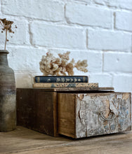 Load image into Gallery viewer, Vintage Japanese wooden storage box Distressed paper front