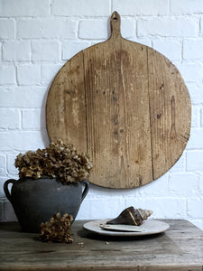 Large circular round Antique wooden vintage rustic chopping, serving, bread board